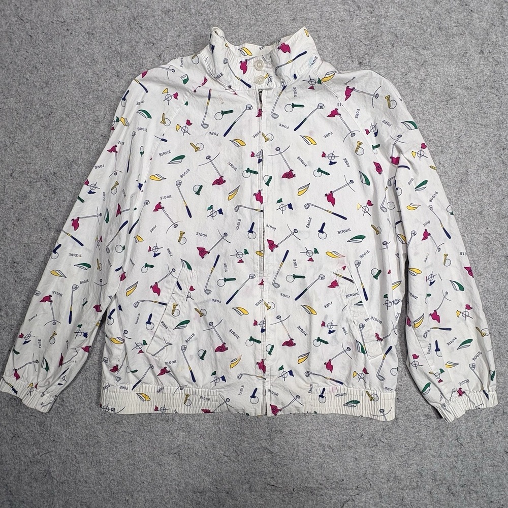 Bechamel Golf Jacket Womens M White All Over Print Windbreaker Vintage